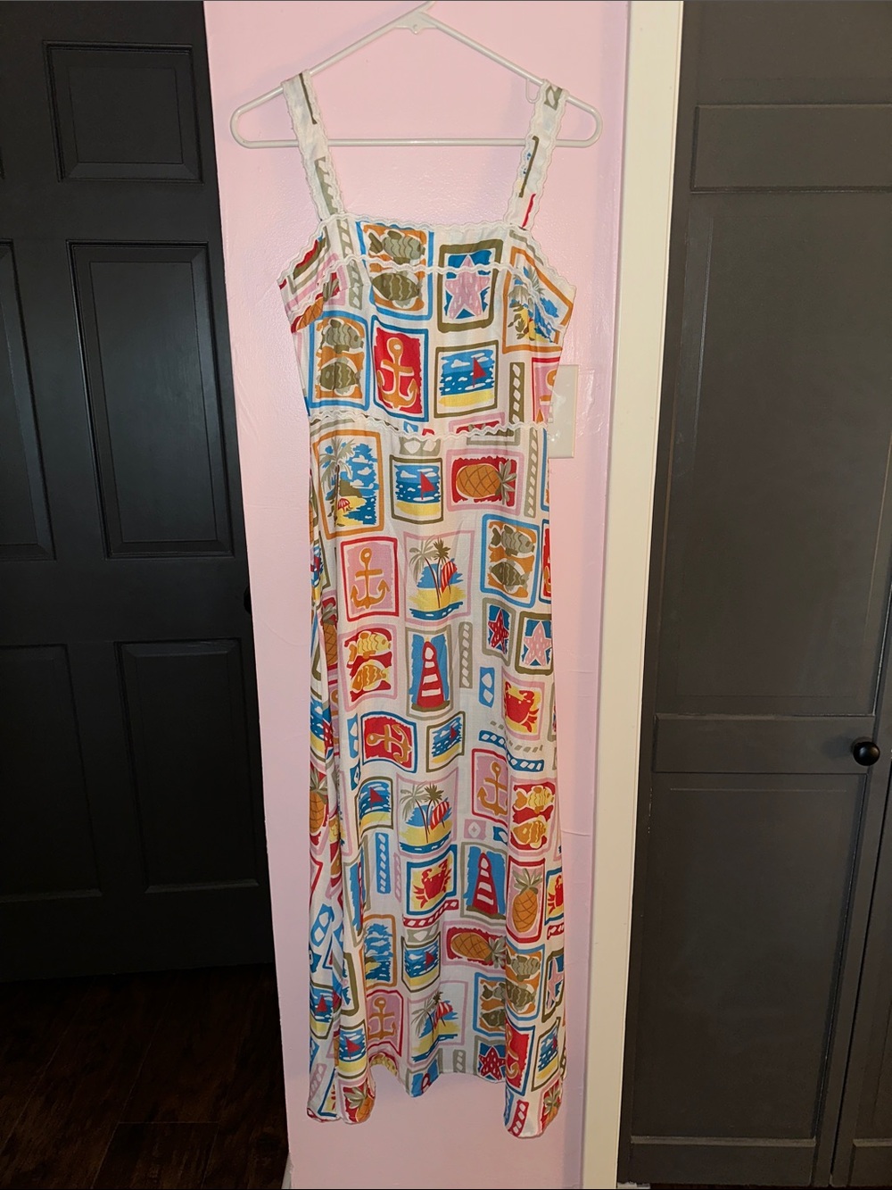 Nautical Print One-Piece Sundress – Multicolor